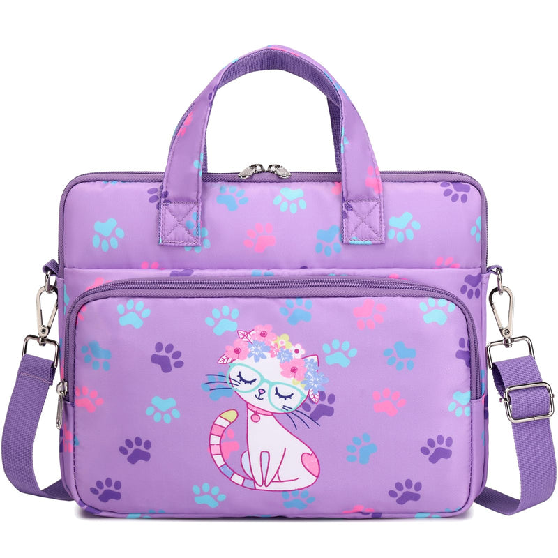 Octsky Tablet Sleeve Bag Kids Tablet Carrying Sleeve Bag 12.5 Inch Tablet Protective Bag with Shoulder Strap, Soft Lining Cat Purple