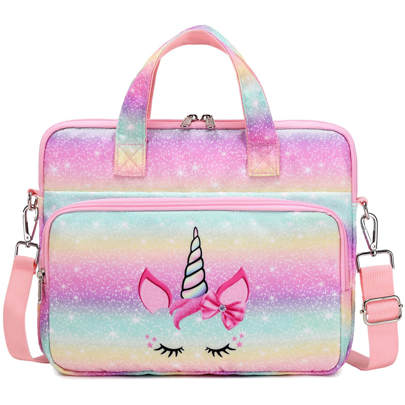 [AUSTRALIA] - Octsky Tablet Sleeve Bag Kids Tablet Carrying Sleeve Bag 12.5 Inch Tablet Protective Bag with Shoulder Strap, Soft Lining Unicorn Bow 