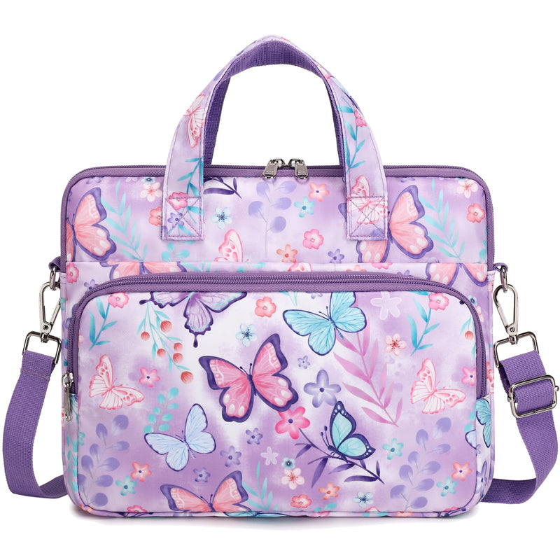 Octsky Tablet Sleeve Bag Kids Tablet Carrying Sleeve Bag 12.5 Inch Tablet Protective Bag with Shoulder Strap, Soft Lining Butterfly Purple