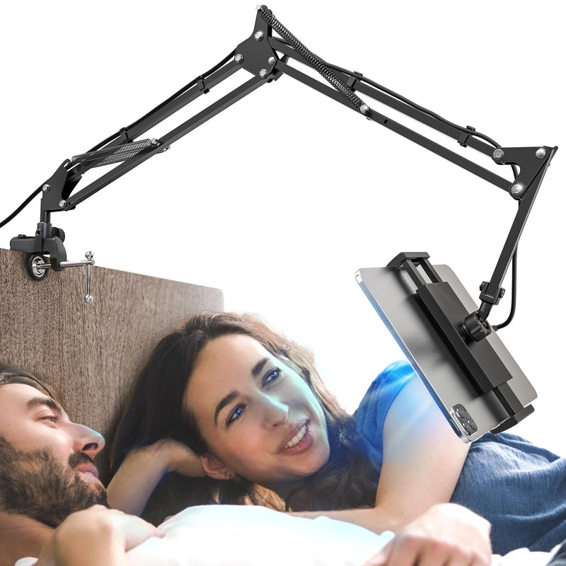 Foldable Tablet Stand, Tablet Mount Adjustable for Bed,Universal Flexible Tablet Holder with 360 Degree Rotation for iPad/iPhoneX/iPad Pro/N-Switch,or Other 4.5~13.5 Inches Devices (Black) Black