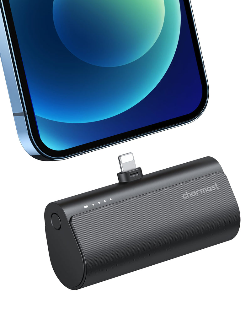 Charmast Small Portable Charger 5000mAh, Ultra-Compact 20W PD Fast Charging Power Bank Mini Battery Pack Compatible with iPhone 14/14 Pro Max/13/13 Pro Max/12/12 Pro Max/11/XR/X/8/7/6, and More A Black