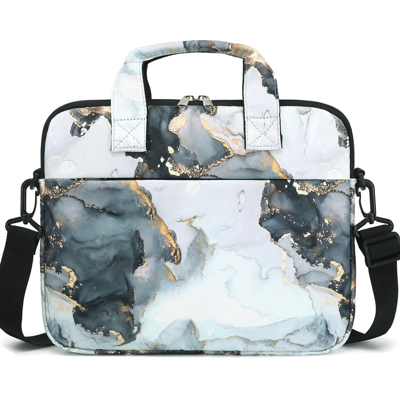 JIANYA Tablet Sleeve Bag Kids Tablet Carry Bag for iPad with Shoulder Strap, 10-12.5 Inch Tablet Bag for Teen Youth, Marble Cyan Marble/ Cyan