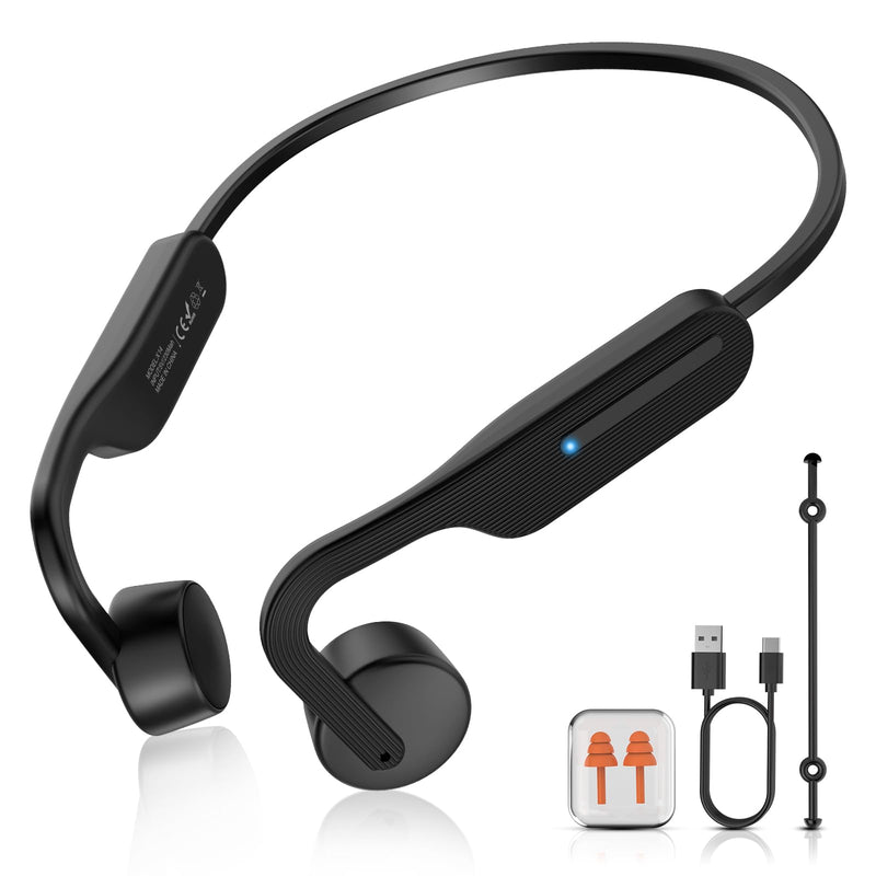 Bone Conduction Headphones Wireless Headphones Bluetooth 5.3 Open Ear Headphones 10H Playtime Sports Earphones with Mic, IPX6 Waterproof Headset for Running,Cycling, Hiking, Driving Black