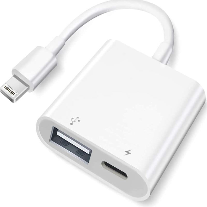 [Apple MFi Certified] Lightning to USB Camera Adapter with Charging Port, Portable USB 3.0 Female OTG Cable for iPad to Connect Card Reader USB Flash Drive, Compatible for iPhone iPad