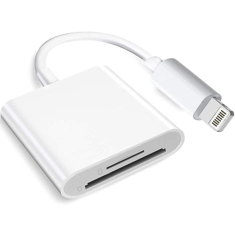 (Apple MFi Certified) Lightning to SD Card Camera Reader for iPhone iPad, 2 in 1 Dual Card Slot Supports SD and TF Card, Portable Sd Card Adapter, Plug and Play 2 Slot