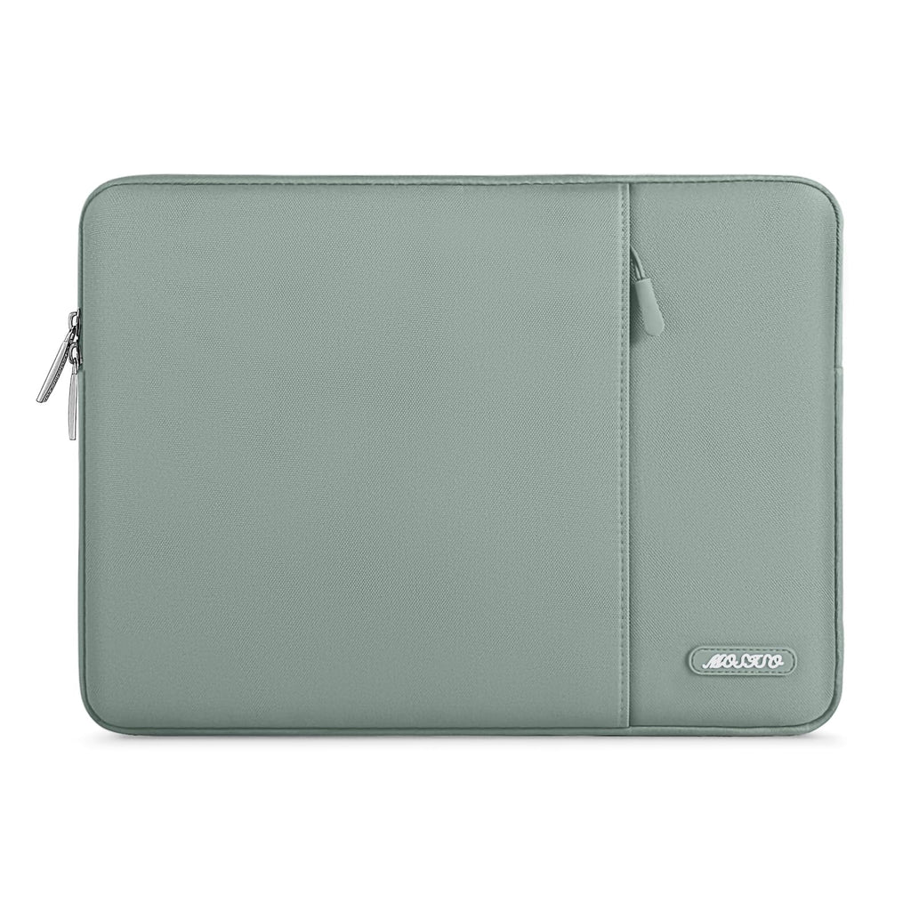MOSISO Laptop Sleeve Bag Compatible with MacBook Air 15 inch M3 A3114 M2 A2941 2023 2024/Pro A1990 A1707,Surface Laptop 15,Dell XPS 15,HP Stream 14, Polyester Vertical Case with Pocket, Antique Green