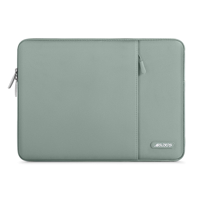 MOSISO Laptop Sleeve Bag Compatible with MacBook Air 15 inch M3 A3114 M2 A2941 2023 2024/Pro A1990 A1707,Surface Laptop 15,Dell XPS 15,HP Stream 14, Polyester Vertical Case with Pocket, Antique Green