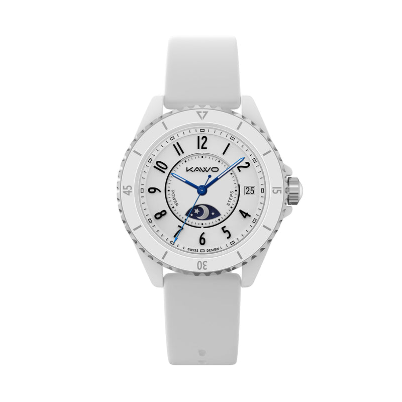 KAVVO Oyster Mini 38mm Bluetooth Smartwatch for Women, 1.1'' Delicate AMOLED Always-On Display, Rotating Bezel, Fitness Tracker with Female Health, Heart Rate Blood Oxygen Monitor(Ceramic White) Ceramic White
