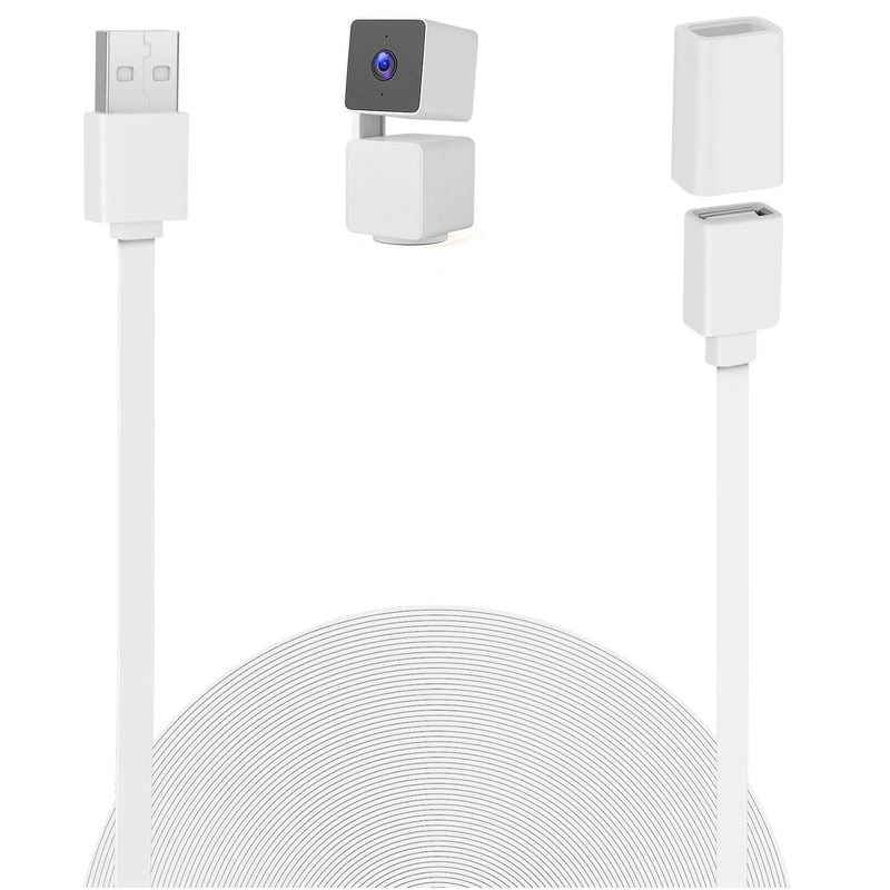 20Ft/6M USB Extension Cable Compatible with WYZE Cam V3/V4/V2,Wyze Cam OG, WYZE Cam Pan V3/V3 Pro/ V2, IPX7 Waterproof Extension Charging Cable Power Your WYZE Cam Continuously - White 1