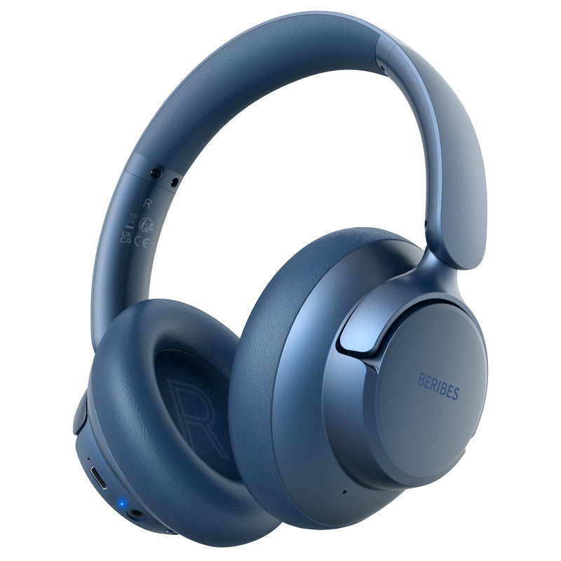 [AUSTRALIA] - BERIBES Upgraded Hybrid Active Noise Cancelling Wireless Headphones with Transparent Modes,65H Playtime Bluetooth Headphones Wireless with Mic, Deep Bass,3.5MM Cable,Soft-Earpads,Fast Charging-Blue Blue 