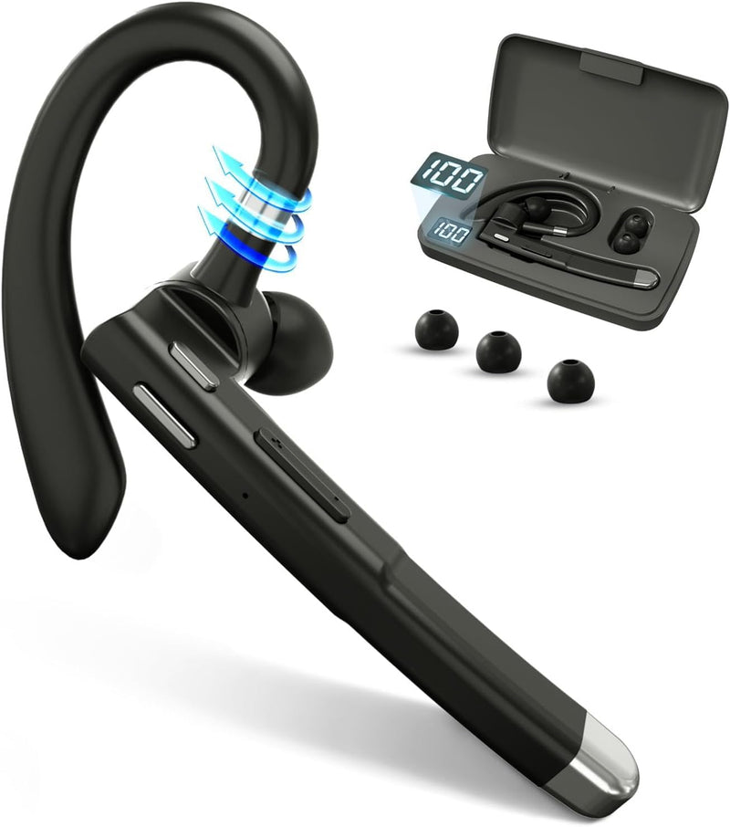[AUSTRALIA] - Bluetooth Headset,Wireless Bluetooth Earpiece with 500mAh Charging Case 80 Hours Talking Time，V5.1 Hands-Free Earphones with Built-in Mic for Driving/Office/Business, Compatible with IOS and Android 