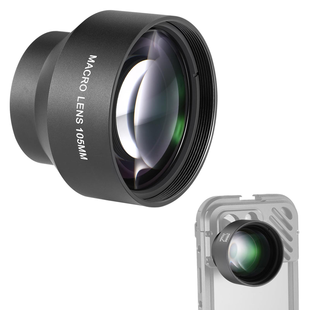 NEEWER HD 105mm Macro Lens Only for 17mm Thread Backplate, Compatible with SmallRig NEEWER iPhone Samsung Phone Cage Case with 17 mm Lens Adapter, 46mm Front Thread, LS-26