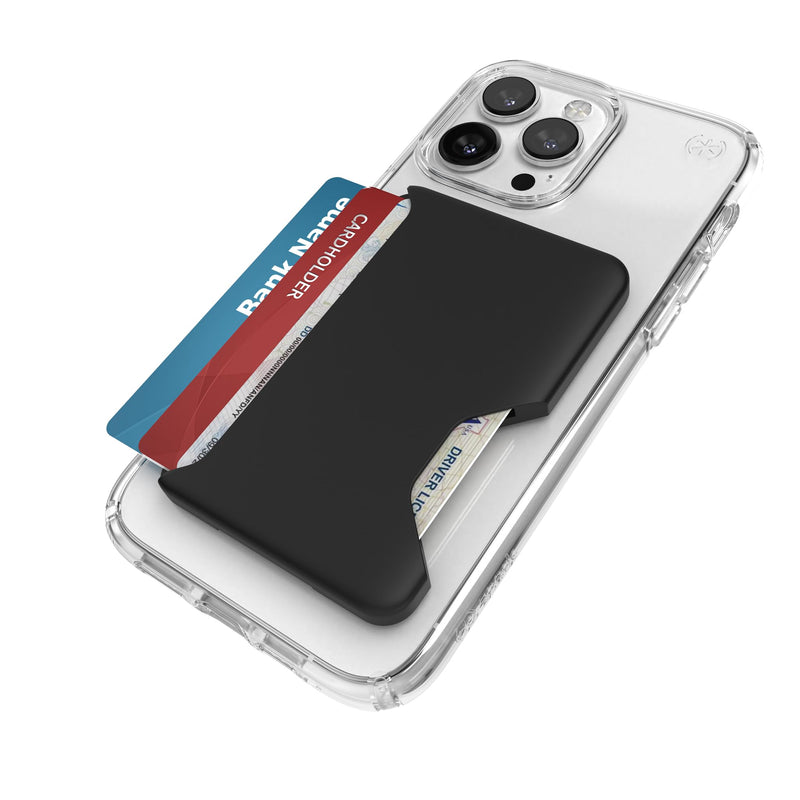 Speck iPhone Wallet MagSafe Accessory - Removable ClickLock No-Slip Interlock - Holds 1-3 Cards - Soft Touch Finish, Scratch Resistant Card Holder Built for MagSafe - Black ClickLock Wallet - Black