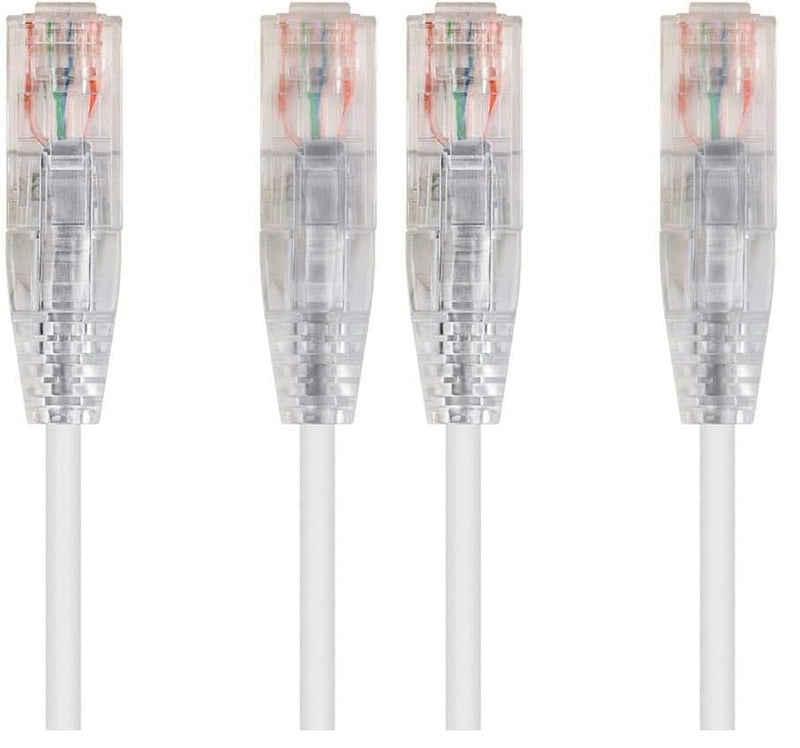 Monoprice Cat6 Ethernet Patch Cable - 50 feet - White | Snagless RJ45 Stranded 550MHz UTP CMR Riser Rated Pure Bare Copper Wire 28AWG - SlimRun Series (Pack of 2) 50 Feet (Pack of 2)
