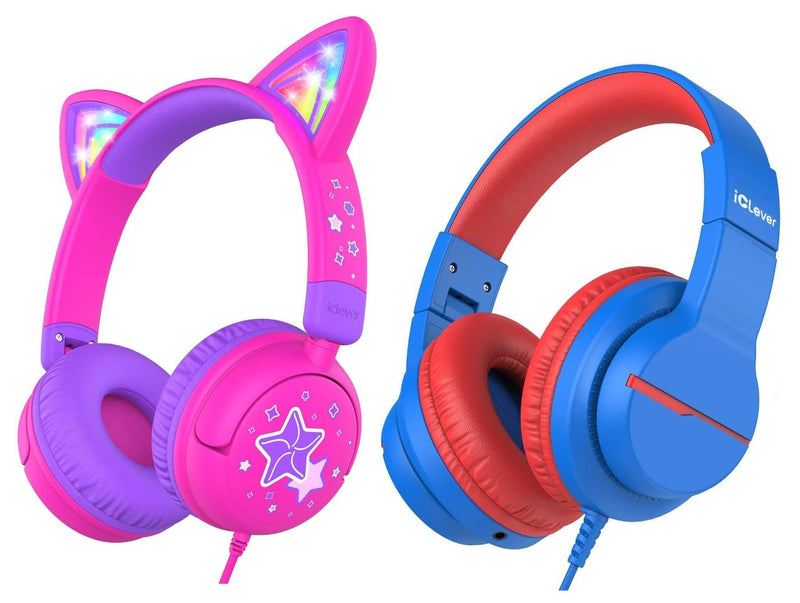 iClever HS25 & HS19 Wired Kids Headphones Bundles, Safe Volume, Stereo Sound, Kids Headphones for School Travel