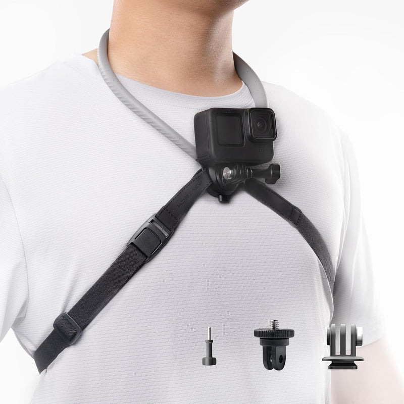 PGYTECH CapLock POV Action Camera Neck Mount, Quick Release & Adjustable Chest Strap, Hand Free Video Vlog Necklace Lanyard Holder for DJI OSMO Action 6/5 Pro/Pocket 3/Xtra Muse, Gopro 13/12, Insta360