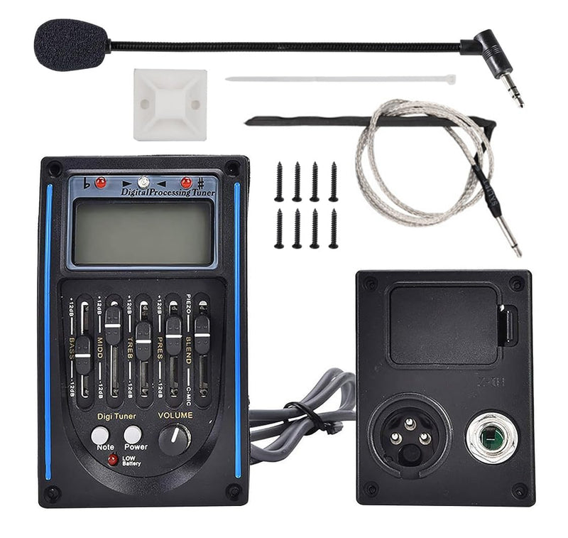 Acoustic Guitar Preamp Pickup Tuner 5 Band PRENER-PM Equalizer Pickup Tuner Piezo Pickup Set with Mic LCD Display