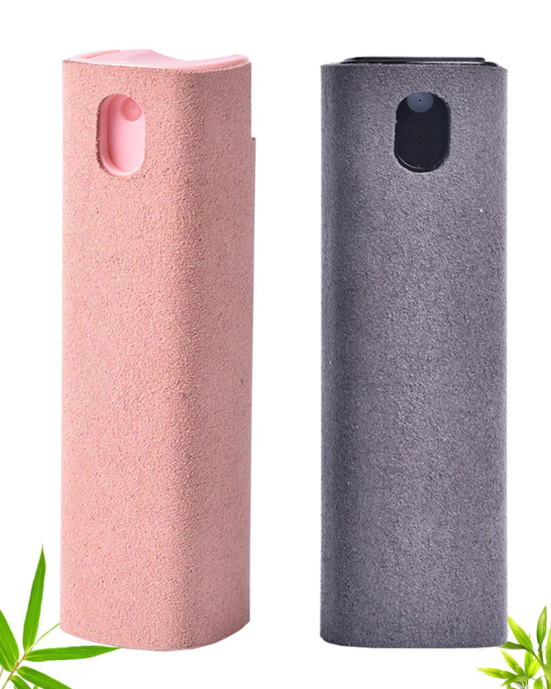 Car Screen Cleaner Travel Cleaning Kit 2in1 Touchscreen Mist Cleaner Spray and Wipe for Phone iPad MacBook AirPods Car Display Cellphones Tablet Versatile Cleaners (2 Units) Pink+Grey
