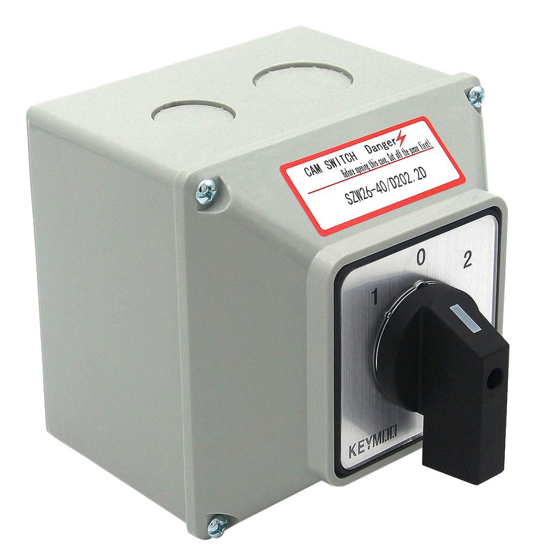 [AUSTRALIA] - 40A Rotary Changeover Switch with Box, 660V 3 Position 2 Phase 8 Terminals, 2-Way 2NO 2NC Universal Selector Switch with Yellow Fork Terminals IP65 CE 26-40/D202.2D 