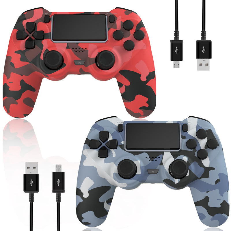 2 Pack Wireless Controller for PS4/Pro/PS3,Wireless Remote Gamepad with 1000mAh Battery | Double Shock | Audio | 6-Axis Motion Sensor | Share Button (Red + Blue) Red + Blue