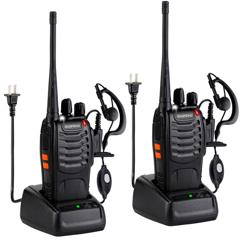 [AUSTRALIA] - Baofeng Walkie Talkies 888S Rechargeable Long Range with Earpieces for Adults, 16 Channel Professional Radio Handheld Two Way Radios Li-ion Battery and Charger Included 2pack with 2earpiece 