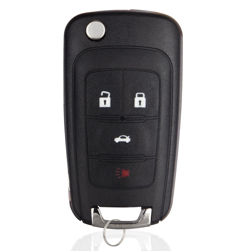 Car Key Fob Keyless Entry Remote Flip Replacement for 2010-2019 Chevy Cruze Camaro Impala Equinox Malibu Sonic/GMC Terrain/Buick Lacrosse Regal Verano Encore Car Key Replacement for OHT01060512 4-Btn 1 Pack