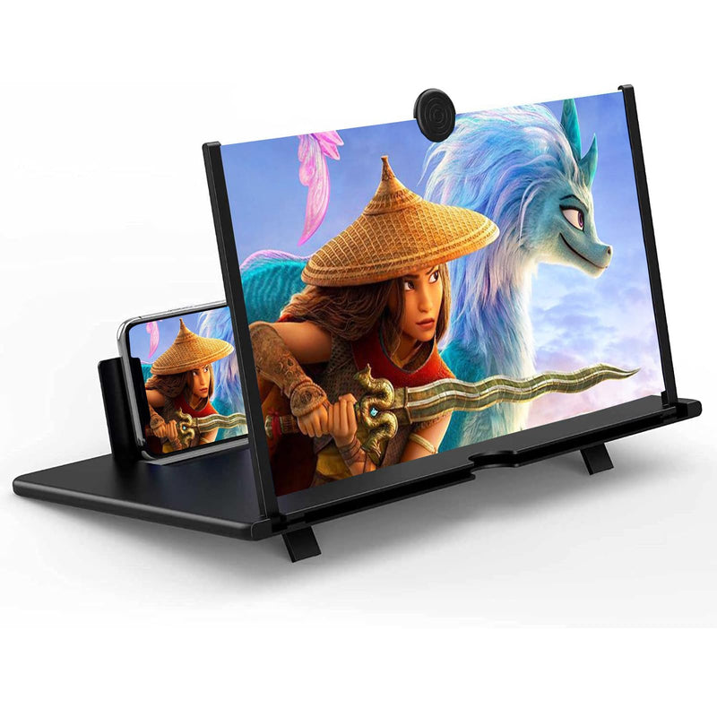 18" Screen Magnifier for Smartphone –3D HD Mobile Phone Magnifying Projector Screen Enlarger for Movies, Videos, and Gaming–Foldable Phone Stand with Screen Amplifier–Supports All Cell Phone 18 Inch Black