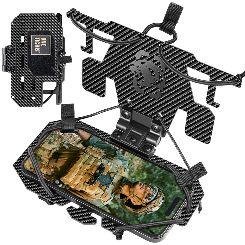 OneTigris MOLLE Phone Holder for Cellphone Screen Size 4.7"-6.8" | Tactical Vest Phone Holder Phone Chest Mount Plate Carrier Accessories