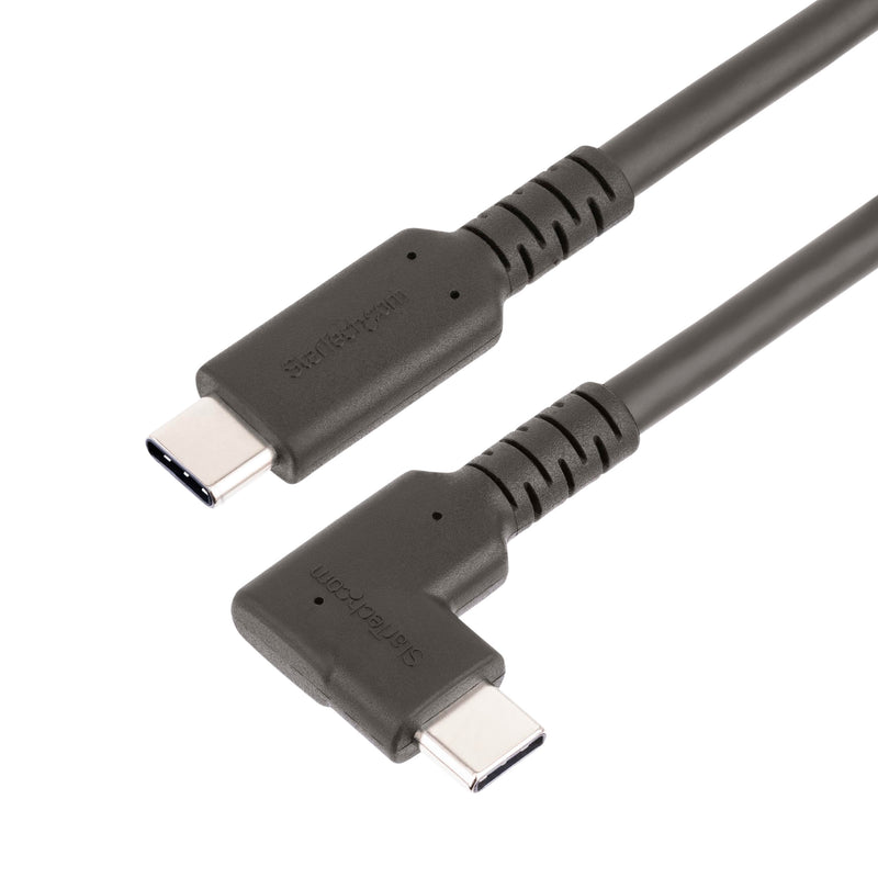 StarTech 1.6ft/50cm Right-Angled USB-C Cable, USB 10Gbps, 100W PD, Black | USB-C to USB-C, 8K 60Hz/4K 144Hz, Thunderbolt Compatible, Aramid Fiber, E-Marker