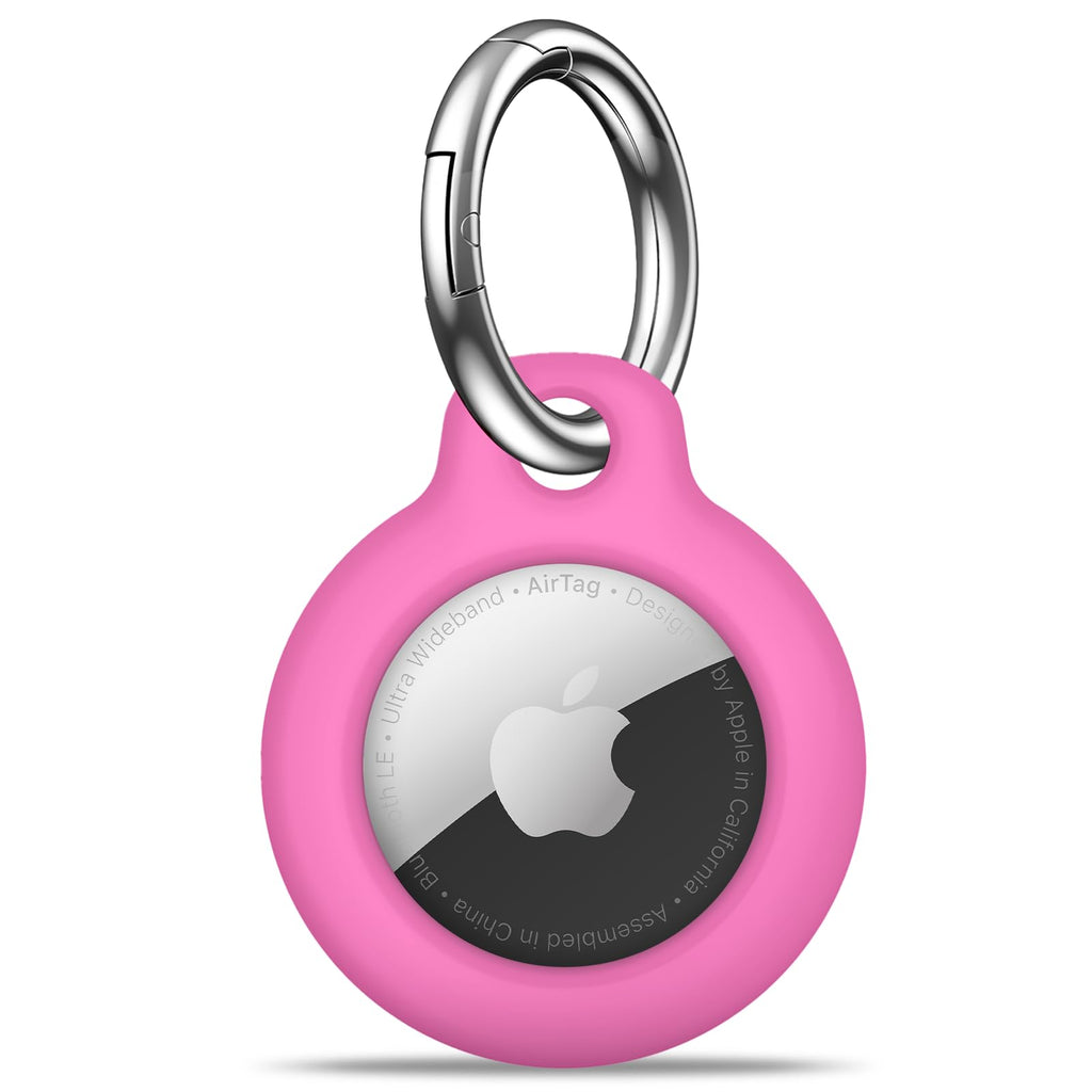 Airtag Holder Air Tag Case with Keychain, Anti-Scratch Airtags Key Chain for Apple Air Tags, Airtag Accessories for GPS Item Finder Tracker, Pink… A2-Pink