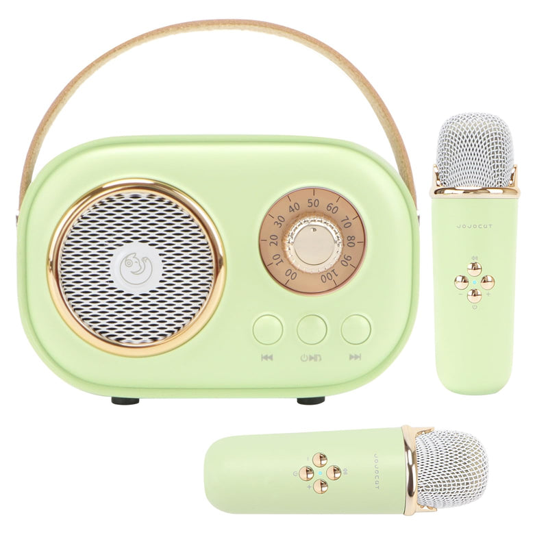 [AUSTRALIA] - Mini Karaoke Machine for Kids,Portable Bluetooth Speaker with 2 Wireless Microphone,Toys for Girls Boys Gifts,Retro Speaker Set Stereo Sound Enhanced Bass for Home Party Birthday (Green) Green 