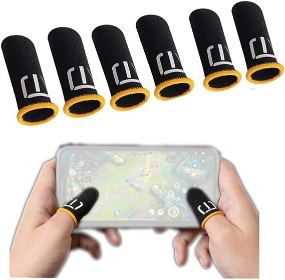 3 Pair Black Patterns Gaming Finger Sleeves Breathable Fingertips Gameler Sweatproof Games-Slip Thumb GR9l5 Gloves for Mobile Cell Phone Gaming Finger Sleeves