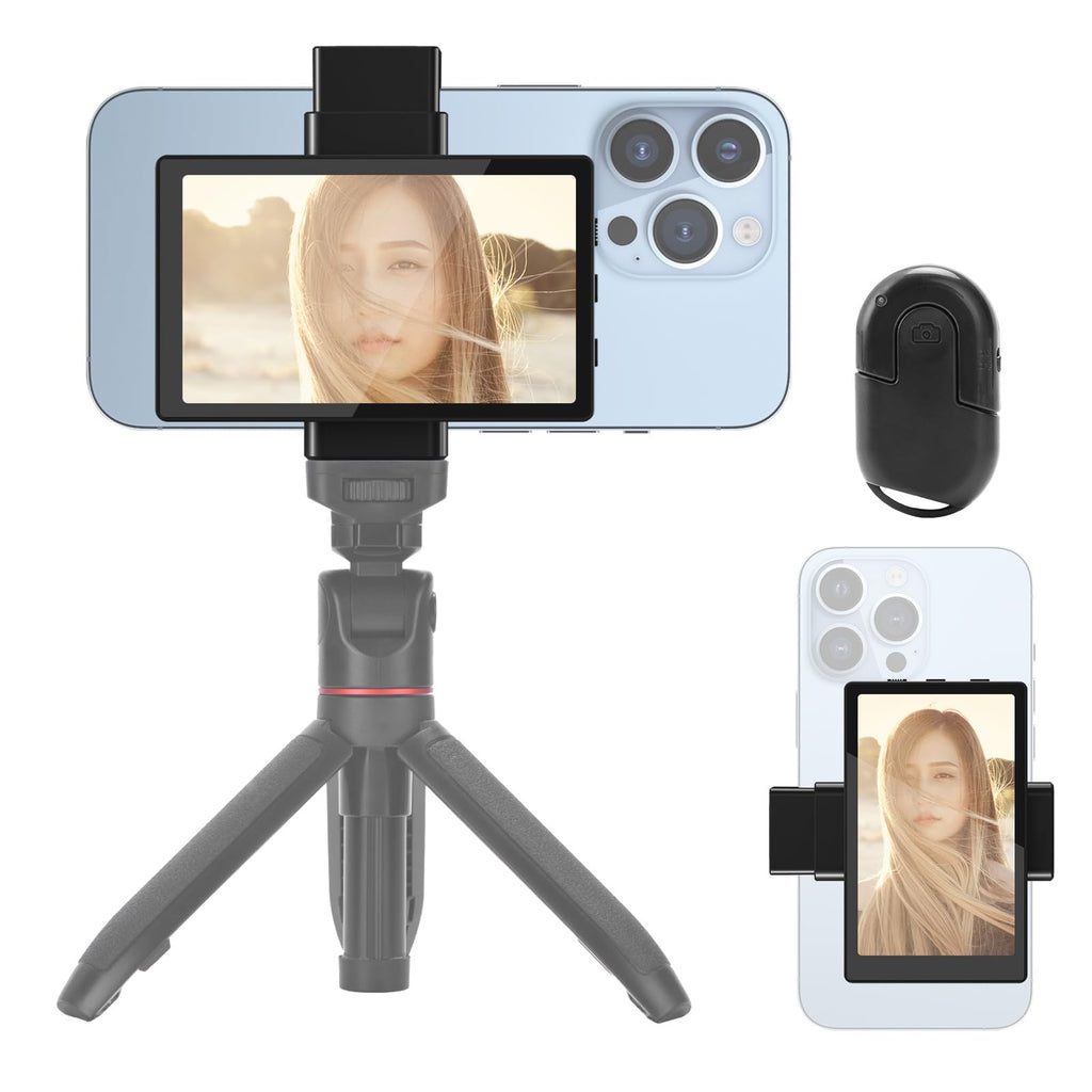 Newmowa Phone Vlog Selfie Monitor Screen, Magnetic Phone Holder Clip Mount, Using Phone Rear Camera for Selfie Vlog Live Stream TikTok, Compatible with iPhone (NOT Supports 4K Recording)