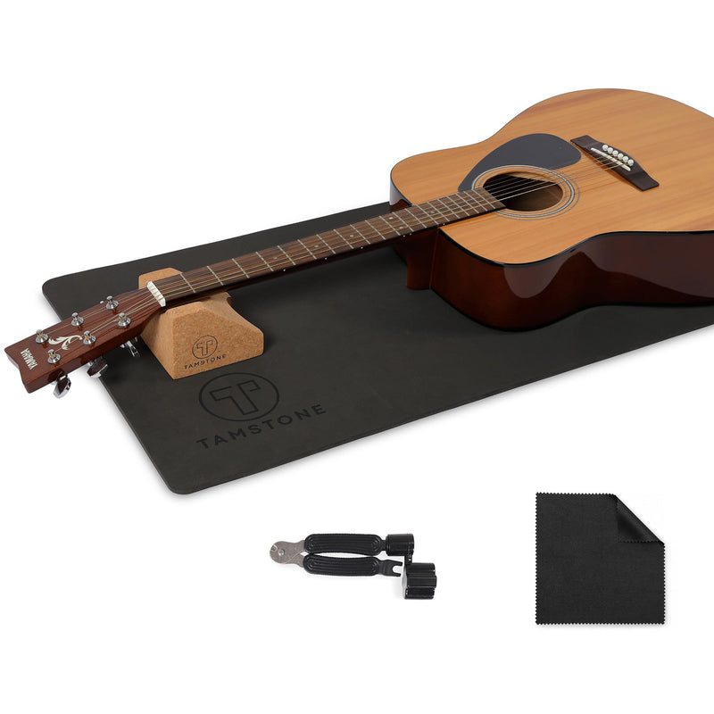 Guitar Work Mat and Neck Rest - Guitar Maintenance Cradle and Pad - Repair Work and Maintenance - Bass, Acoustic, Ukulele, Banjo and Mandolin - Includes Cleaning Cloth and String Winder