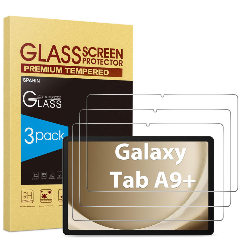 SPARIN 3 Pack Screen Protector for Samsung Galaxy Tab A9 Plus 11 Inch 2023, Tempered Glass Tablet Screen Protector for Galaxy Tab A9+ 5G (SM-X210/X216/X218), Case Friendly, Anti Scratch Galaxy Tab A9 Plus 11"
