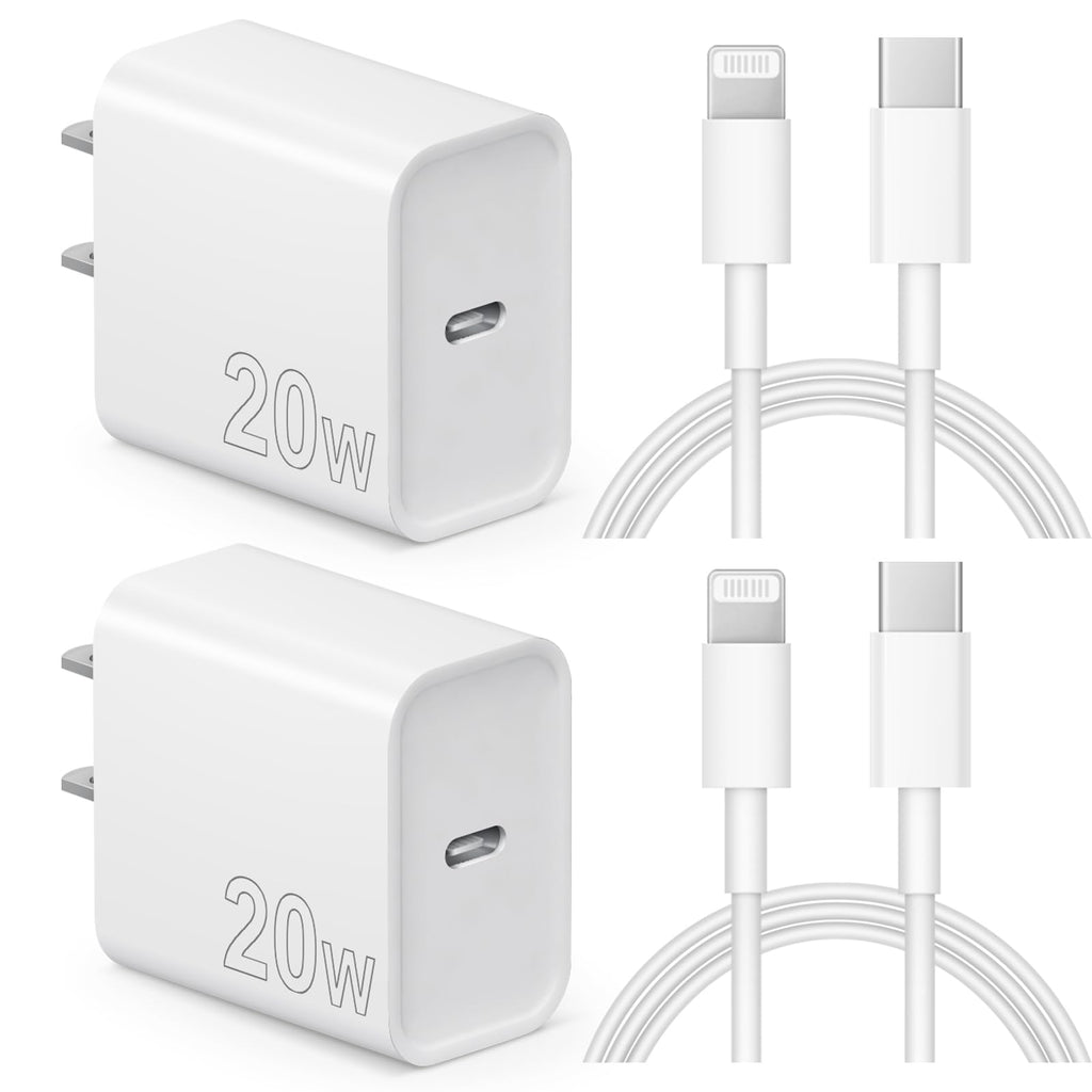 iPhone Charger Fast Charging 20W USB C Wall Charger with 6FT Super Fast Charger Cable Compatible with iPhone14/14 Pro Max/13/13Pro/12/12 Pro/11,iPad White 20W-2Pack
