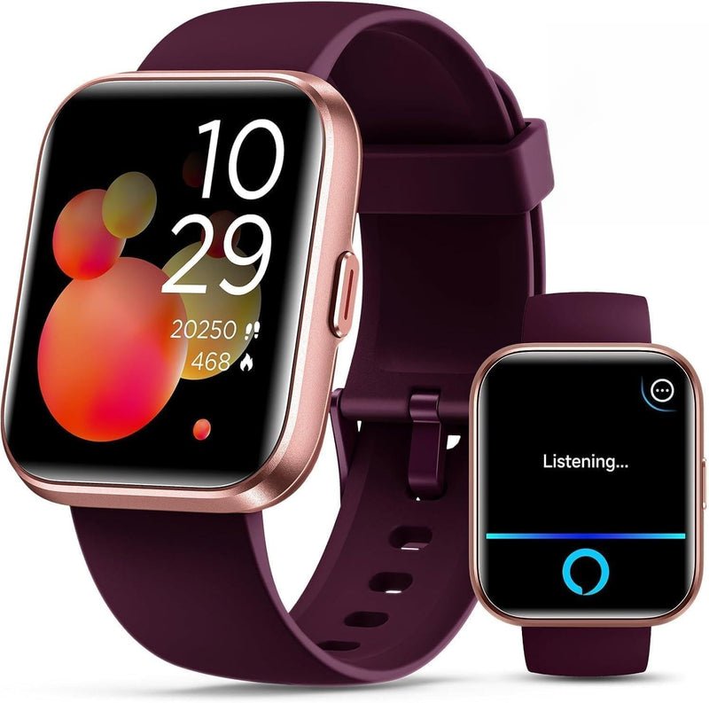Smart Watches for Women, Smart Watch for Android Phones & iPhone, Fitness Watches for Women with Alexa, Call & Notification Alerts, Tracks Heart Rate/Sleep Smartwatches (Dark Purlple, 1.8 inches) Rose Purple
