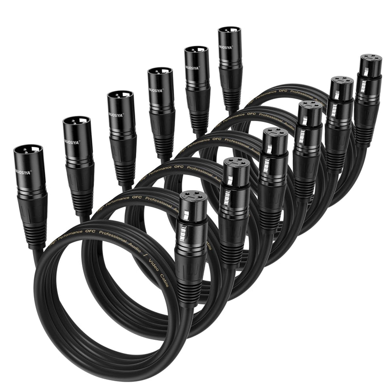 [AUSTRALIA] - XLR Cable 1.5 Ft 6 Packs,Microphone Cables,Premium Balanced Microphone Mic Speaker Cable with 3-Pin XLR Male to Female DMX Cable,Black 1.5 Feet-6 Pack Black 