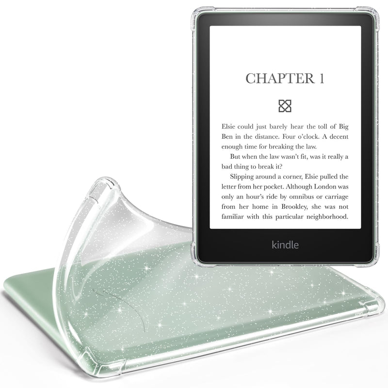 Clear Case for All-New Kindle Paperwhite 11th Gen 2021 & Signature Edition(6.8") - Lightweight, Scratch-Proof Silicone Back Cover, Clear Clear Glitter