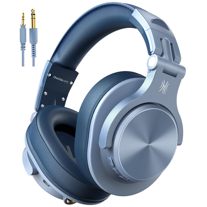 OneOdio A70 Bluetooth Over-Ear Headphones, Hi-Res Wired DJ Studio - SB | Wireless over-ear headphones with 72H playtime, 3.5mm/6.35mm wired jacks for studio monitoring, mixing, guitar, amp and PC Sky Blue