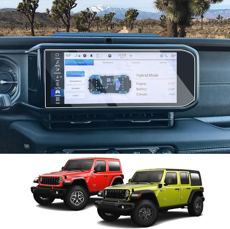 CDEFG for 2024 Wrangler JL 12.3-Inch Screen Protector for 2024 Wrangler Rubicon Sahara Sport S Sport Willys Tempered Glass Screen Protector Foils Navigation Radio Touch Screen Display Screen Glass Protector for 2024 Wrangler 12.3IN
