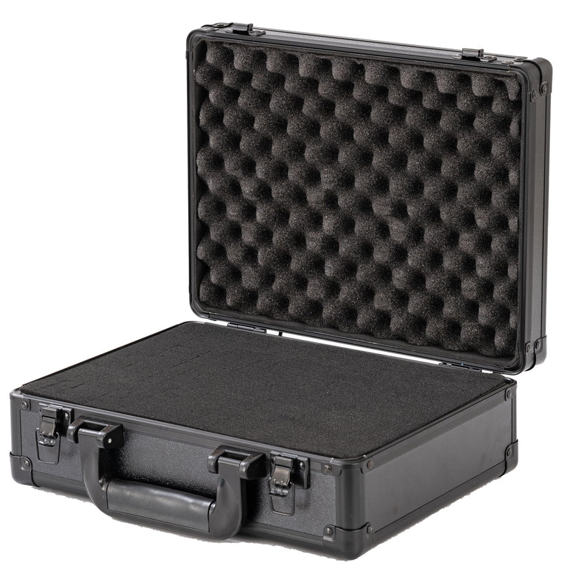 Small Hard Case with Pluck Foam Interior for Pisto l, GoPro,Microphone, Camera, and More - Outer Size 12.2 x 9 x 4.5 Inches, Black