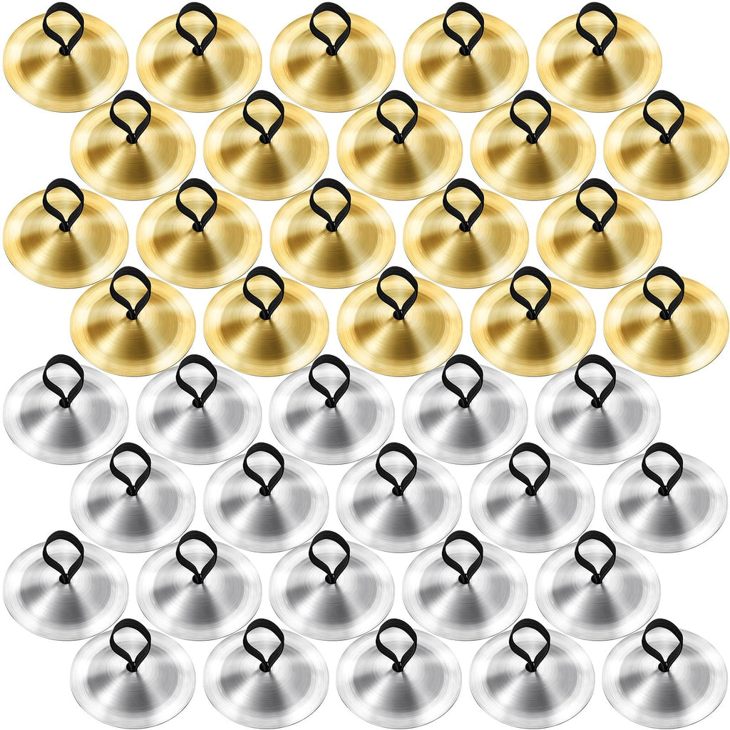 40 Pcs Finger Cymbals Belly Dancing Musical Instrument Percussion Zills Instruments for Adults Dancer Party (Gold, Silver) Gold, Silver