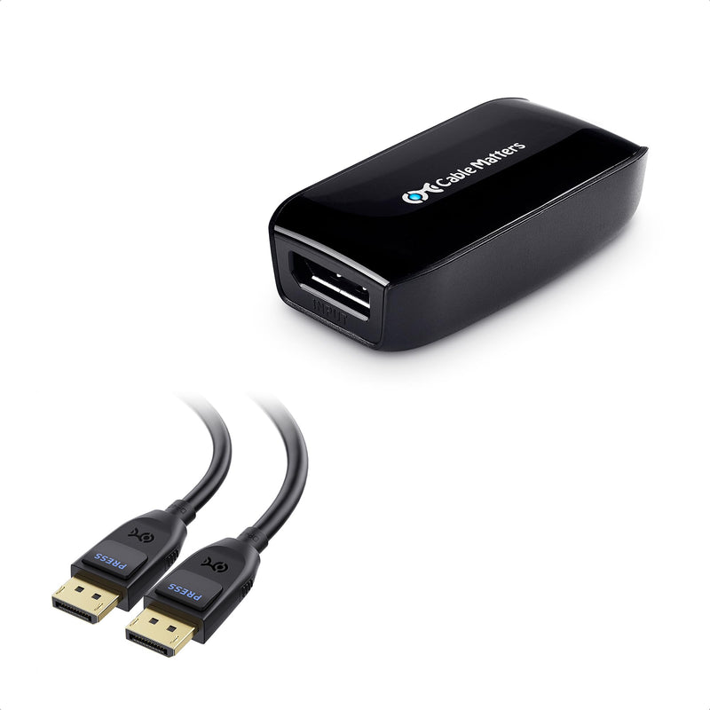 Cable Matters VESA Certified DisplayPort 2.1 Cable 2m/6.6ft, Support 40Gbps DP40 8K 60Hz, 4K 144Hz in Black & Active 8K DisplayPort Repeater, DisplayPort 1.4 Repeater