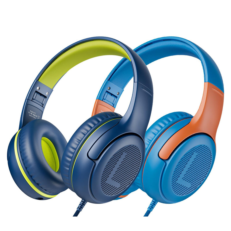 [AUSTRALIA] - awatrue Kids Headphones Wired Toddler Headphones with Microphone, Over-Ear Headphones, 85/94dB Volume-Limiting, 3.5mm Jack, Foldable On-Ear Design - Safe & Comfortable for Learning BRBO 3.5mm Plug 2 Pack 