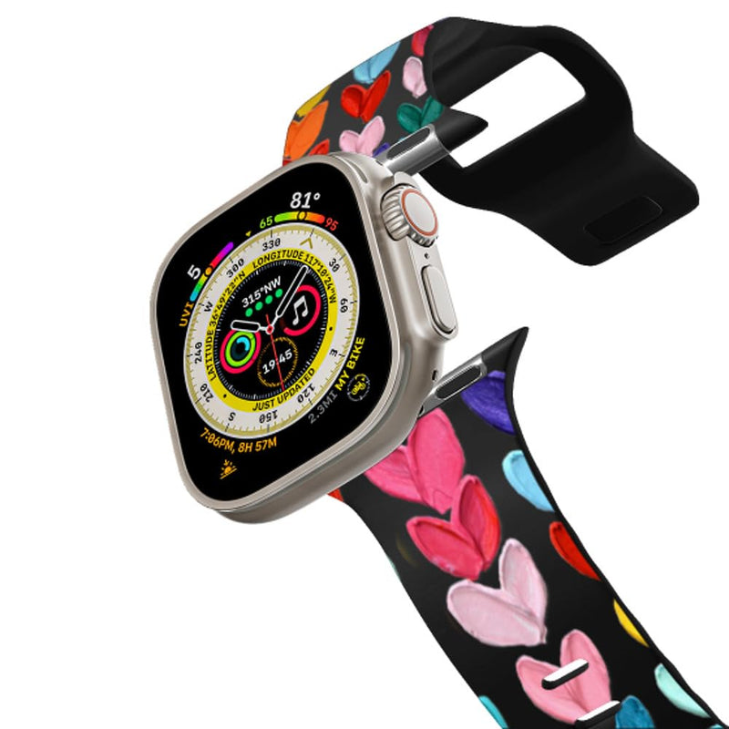 CASETiFY Impact Watch Band [Premium Soft Flexible Material] Compatible with Apple Watch Series 1-9, SE, Ultra - 38mm/40mm/41mm/42mm/44mm/45mm/49mm - Black Clear Polka Daub Hearts 42mm/44mm/45mm/46mm/49mm