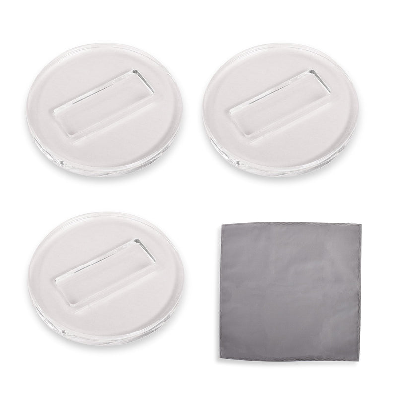 4" Clear Piano Caster Cups for Grand Piano and Baby Grand Piano by Blue Akilades - 3 Pack Invisible Design with Dust Cloth