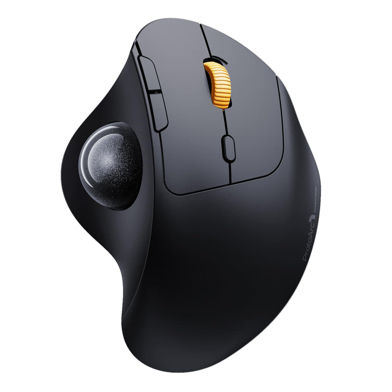 ProtoArc EM04 Wireless Trackball Mouse, Bluetooth Trackball Mouse | Thumb-control design reduces wrist fatigue, connect 3 devices via Bluetooth/2.4G USB-A, 500mAh rechargeable battery Gray