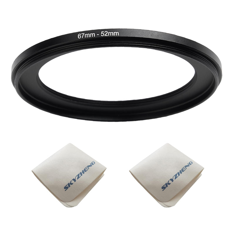 67mm Lens to 52mm Camera Lens Adapter 67mm to 52mm Step Down Ring Adapter Ring for All Brands of UV ND CPL, with Premium Lens Wiping Cloth 2 Pack (67mm-52mm) 67mm-52mm