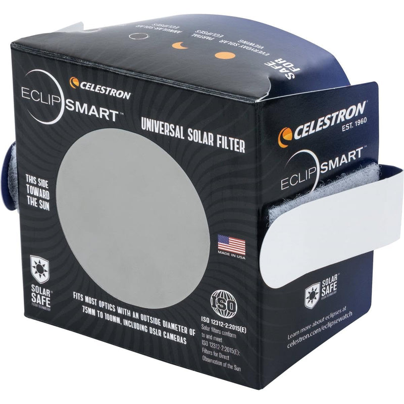 Celestron – EclipSmart Safe Solar Eclipse Telescope and Camera Filter – Meets ISO 12312-2:2015(E) Standards – Works with Your Telescope, Spotting Scope, or DSLR Camera – Observe + Photograph Eclipses Camera Lens Filters